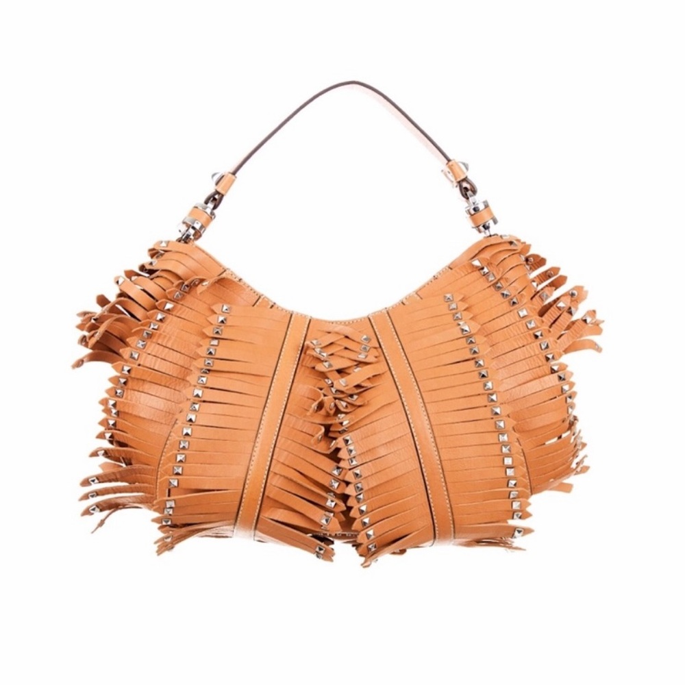 Karen Millen Large Leather Fringe Embellished Bag
